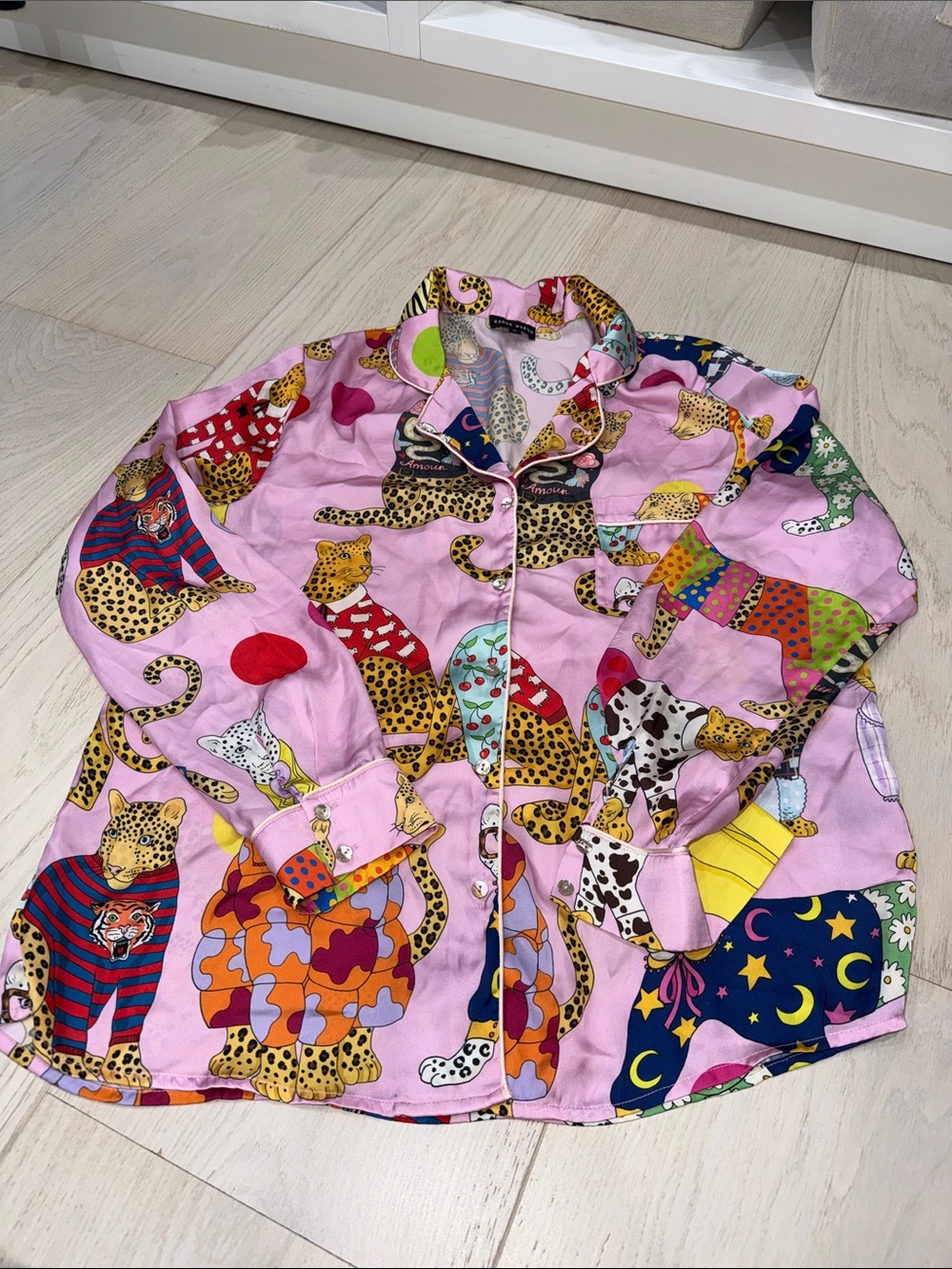 Silky Pink Leopard Print Pajama Set - Picture 5 of 9